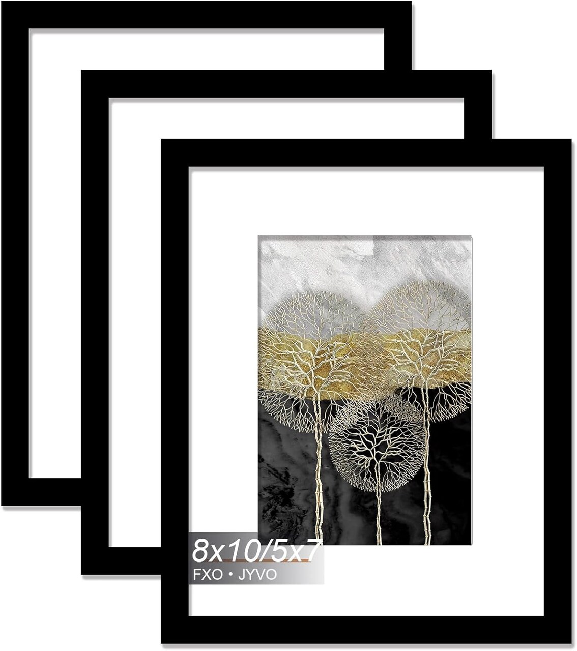 8x10 Picture Frame Set of 3, Display Photo 5x7 with Mat or 8 x 10 Without Mat, Light Weight and High Transparent 8 by 10 Frame for Wall - 3 Pack/Black/8"x10"